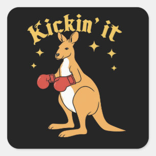 Kangaroo in simple gothic boxing square sticker