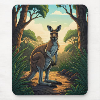Kangaroo in Sunlit Forest Mouse Mat