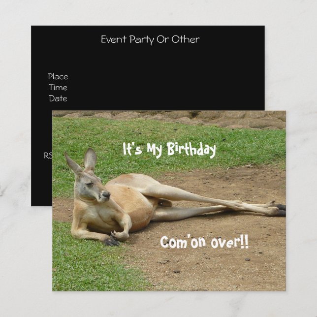 Kangaroo Invite Birthday Party (Front/Back)