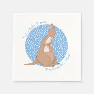Kangaroo Joey Baby Boy Blue and Brown Shower Napkin