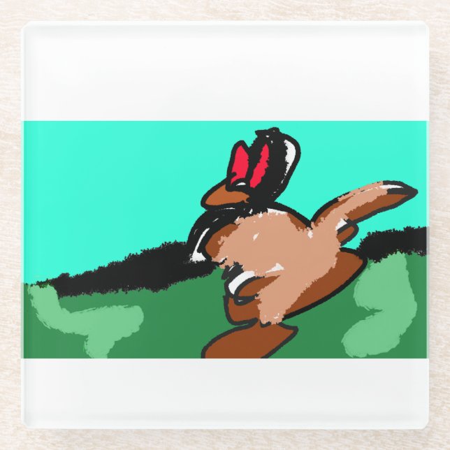 Kangaroo jump glass coaster (Front)