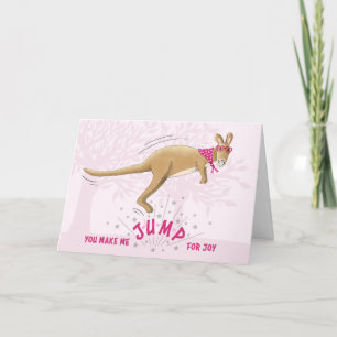 Kangaroo Jumping for Joy Valentine's Day Card