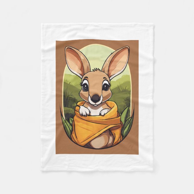 Kangaroo kid fleece blanket (Front)