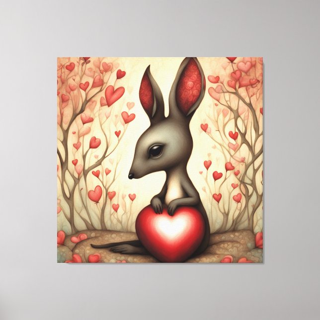 Kangaroo Love 1 Canvas Print (Front)