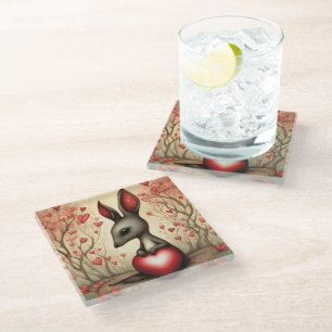 Kangaroo Love 1 Glass Coaster