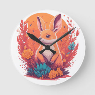 Kangaroo lovers - kangaroo artwork round clock
