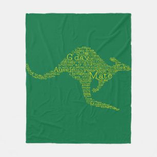 Kangaroo made of Australian slang Fleece Blanket