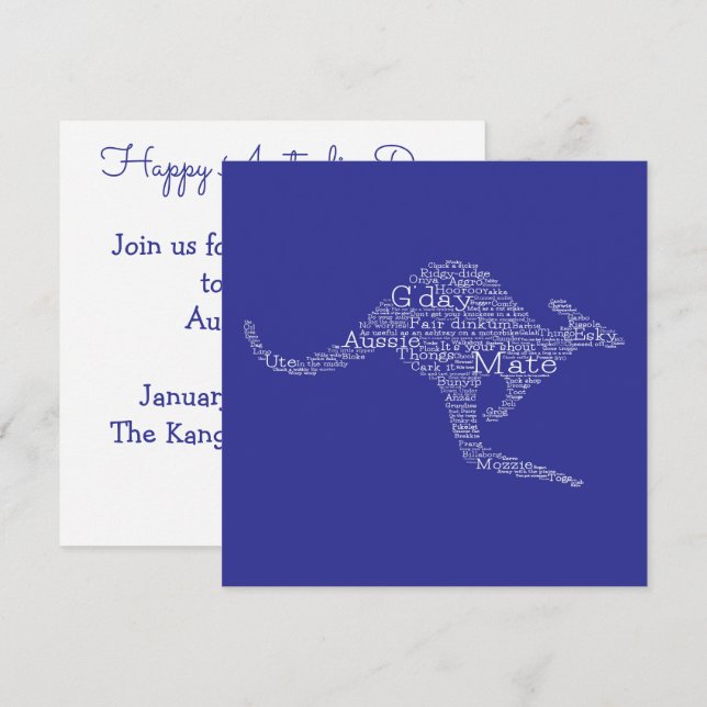 Kangaroo made of Australian slang Invitation (Front/Back)