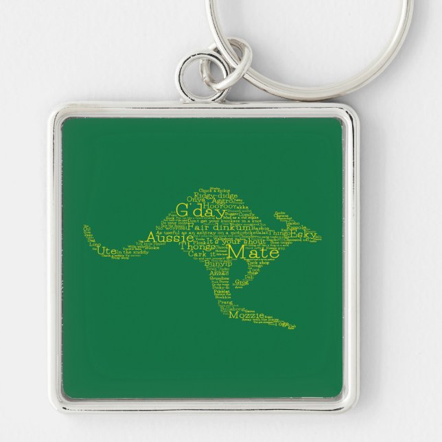 Kangaroo made of Australian slang Key Ring (Front)
