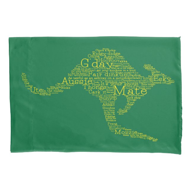 Kangaroo made of Australian slang Pillowcase (Front)