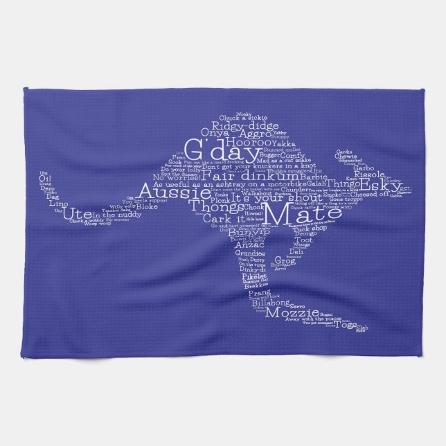 Kangaroo made of Australian slang Tea Towel (Horizontal)