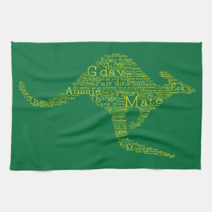 Kangaroo made of Australian slang Tea Towel
