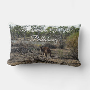 Kangaroo Meanwhile At The Billabong, Lumbar Cushion