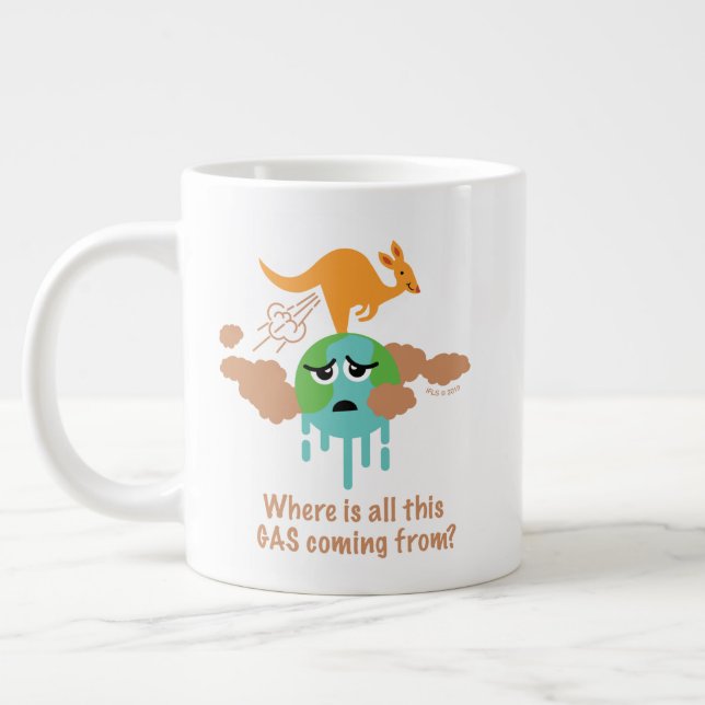 Kangaroo Methane Fart Large Coffee Mug (Left)