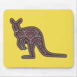 Kangaroo Mosaic Mouse Mat<br><div class="desc">Australian kangaroo silhouette in tribal / ethnic mosaic pattern on yellow background</div>