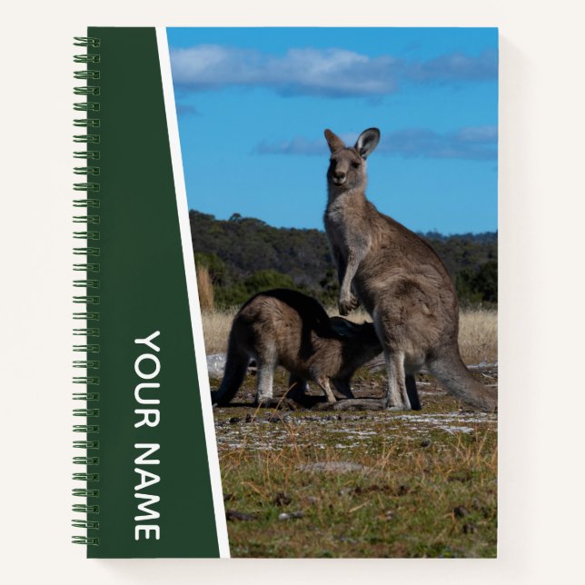 Kangaroo Mother and Baby in Australia, Green  Notebook (Front)
