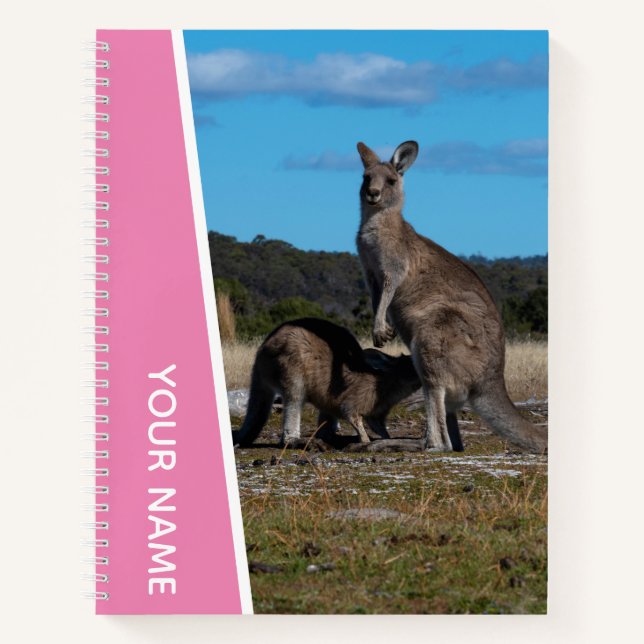 Kangaroo Mother and Baby in Australia, Pink Notebook (Front)