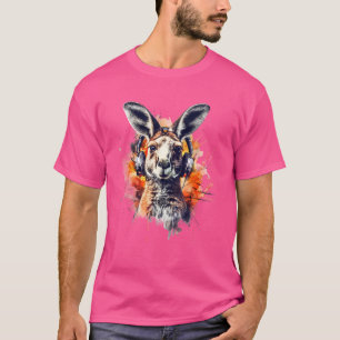 Kangaroo Motif Animal Lover Forest Art Headphone N T-Shirt