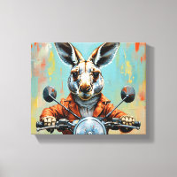 Kangaroo motocycle canvas art