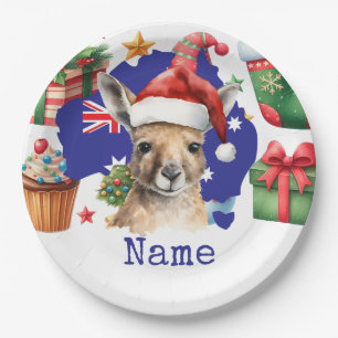 Kangaroo on Australia Flag  Paper Plate
