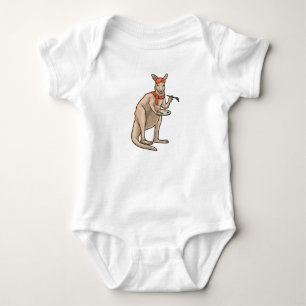 Kangaroo Painter Paint brush Painting Baby Bodysuit