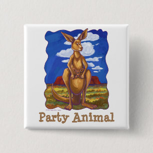 Kangaroo Party Centre 15 Cm Square Badge