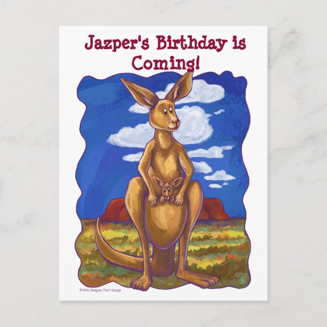 Kangaroo Party Centre Announcement Postcard (Front)