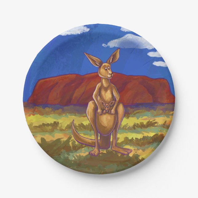 Kangaroo Party Centre Paper Plate (Front)