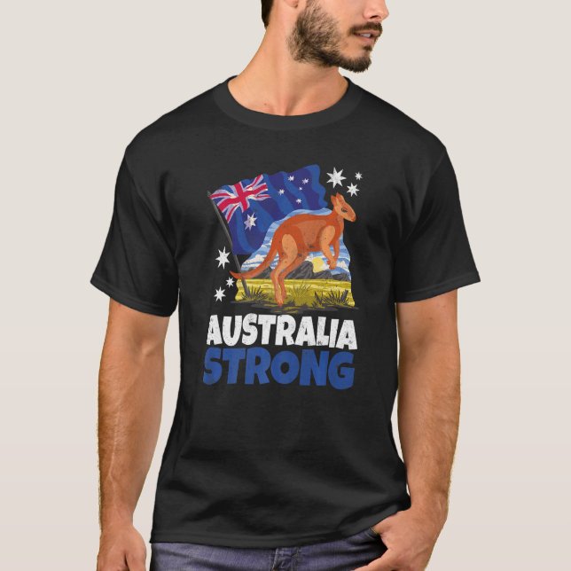 Kangaroo Patriotic Australian Flag Australia Stron T-Shirt (Front)