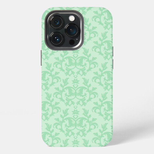 Kangaroo Paws damask mint green  iPhone Case (Back)