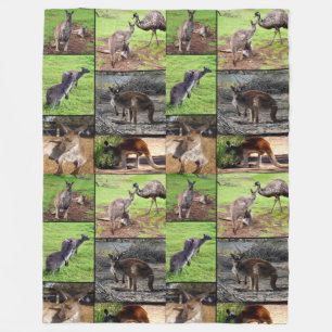 Kangaroo Photo Collage , Fleece Blanket
