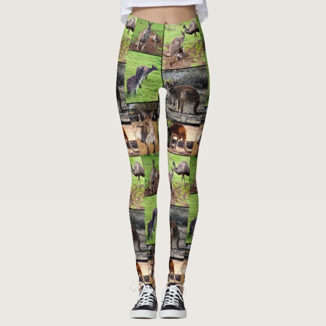 Kangaroo Photo Collage, Ladies Leggings (Front)