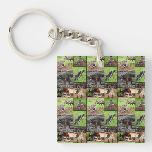 Kangaroo Picture Collage, Key Ring (Front)