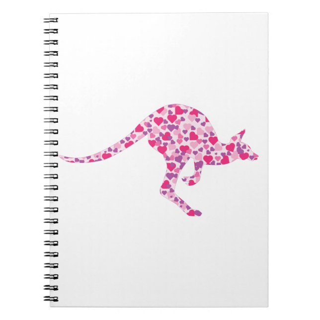 Kangaroo-Pink-Hearts Notebook (Front)