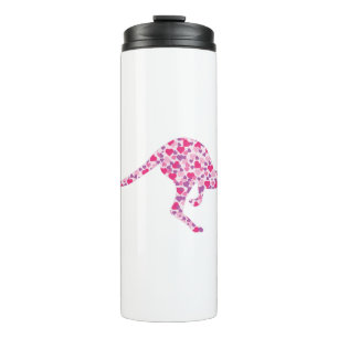 Kangaroo-Pink-Hearts Thermal Tumbler