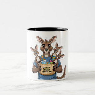 Kangaroo Pocket Protector – Funny Animal Dad Two-Tone Coffee Mug