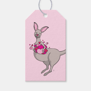 Kangaroo pouch of hearts gift tags