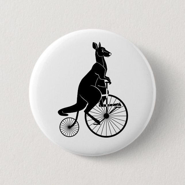 Kangaroo Riding a Penny Farthing 6 Cm Round Badge (Front)