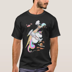 Kangaroo Riding Unicorn Food Pizza Space Party Pla T-Shirt