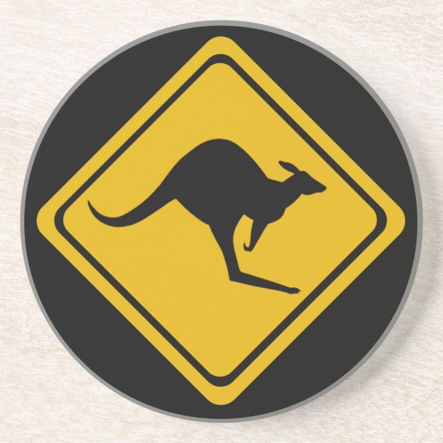 kangaroo road sign coaster (Front)
