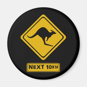 kangaroo road sign magnet
