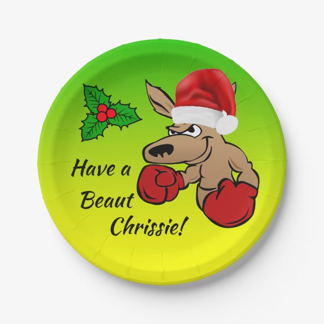 Kangaroo Santa 7" Australian Christmas Party  Paper Plate (Front)
