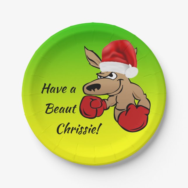 Kangaroo Santa 7" Australian Christmas Party Paper Plate (Front)