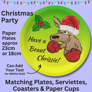 Kangaroo Santa 9" Australian Christmas Party Paper Plate