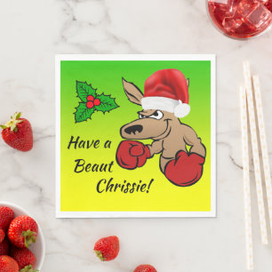 Kangaroo Santa Australian Christmas Party Napkin