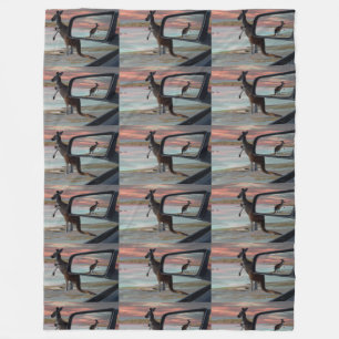 Kangaroo Seaside Breezes Illusion Art, Fleece Blanket