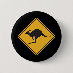 Kangaroo sign 6 cm round badge