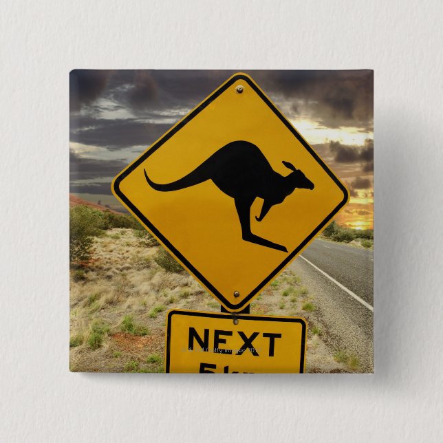 Kangaroo sign, Australia 15 Cm Square Badge (Front)