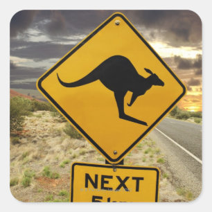 Kangaroo sign, Australia Square Sticker