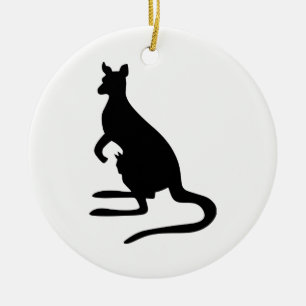 Kangaroo Silhouette Ceramic Tree Decoration
